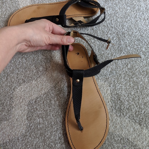 BCBG Black Strap Flat Sandals - Picture 4 of 6